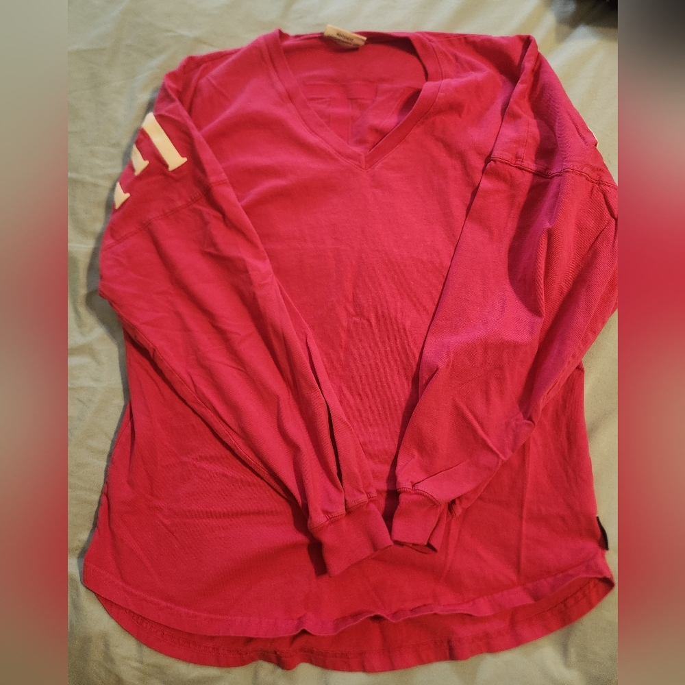 Pink Seattle V-Neck Long Sleeve Top